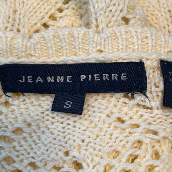 Jeanne Pierre Crochet Sweater Butter Yellow Knit Bell Sleeve Round Neck S - Picture 5 of 7